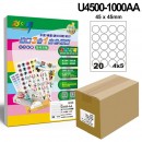 (20X)20格圓形 3合1白色標籤(100入/1000入)